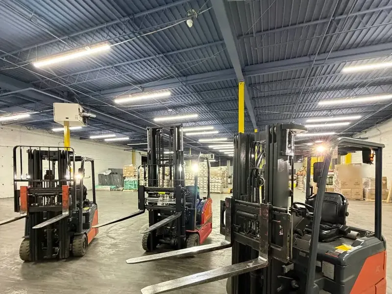 Forklifts parked on the warehouse floor at 99 Kero Rd, Carlstadt, NJ
